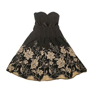 Y2k S Forever21 Black Babydoll Polkadot Floral Sundress Retro Whimsygoth Boho